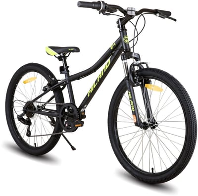 Hiland Climber 2.0 Tiener Forensen Stadsfiets - 24 inch - 7 versnellingen ​​- V-Brake - Zwart - Geschikt voor buitenactiviteiten in de lente