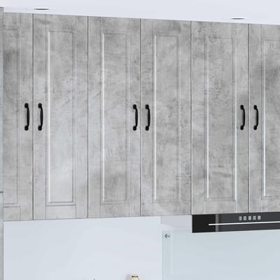 Keukenkast met deur - Hangende opbergkast - Keukenopslag - Met 3 planken - 60 x 31 x 100 cm - Betongrijs
