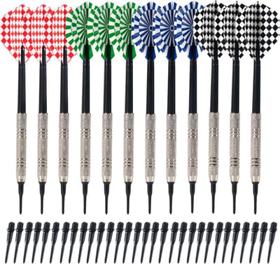 Professionele dartpijlen set met kunststof punten en reservebits - 12 stuks, 14g