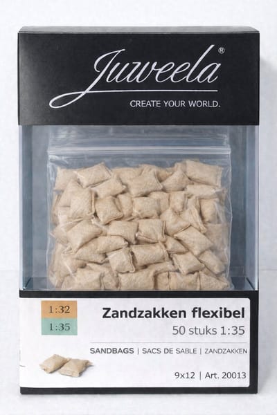 Juweela 20013 Zandzakjes 1:35 – 50 Stuks – Realistische Miniatuur Zandzakken – Diorama & Modelbouw Accessoire