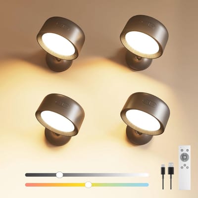 4 stuks LED wandlampen met batterij en afstandsbediening - Draadloze wandverlichting voor woonruimtes