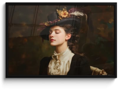 Poster in lijst - Fotolijst 90x60 cm - Posters - Vrouw - Victoriaans - Portret - Posterlijst zwart - Decoratie - Wanddecoratie woonkamer - Muurdecoratie slaapkamer