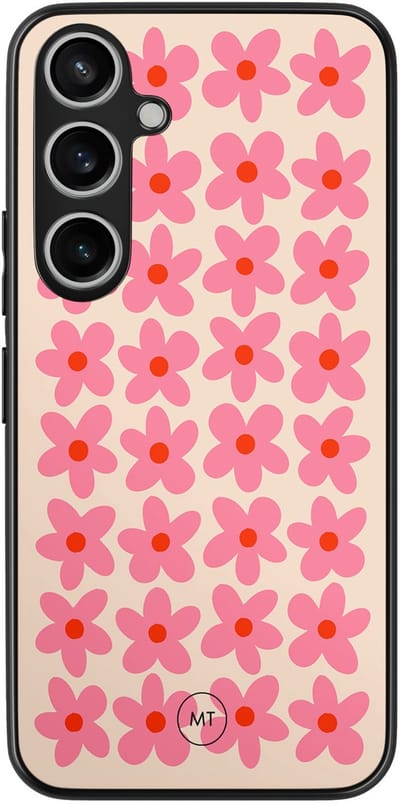 Hoesje geschikt voor Samsung Galaxy A55 - Retro Blooms - TPU Hard Case Backcover - Roze - Mooie Telefoonhoesjes