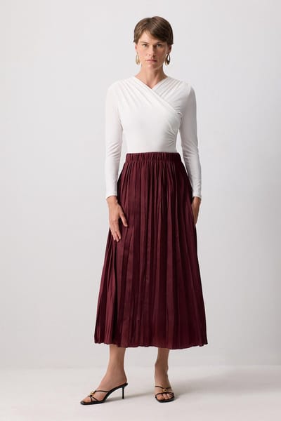 Touché Privé - Rok van crêpesatijn - Bordeaux - Dames