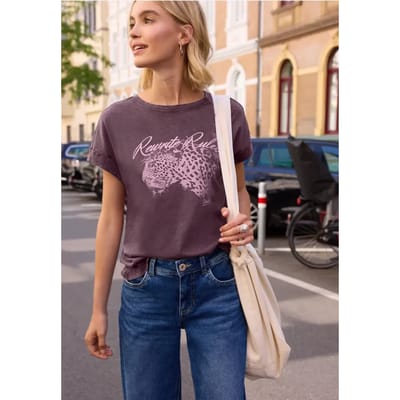 Shirt met afhangende schouders in washed-look