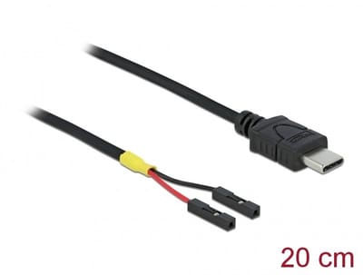 Delock Cable USB Type-C™ male > 2 x pin header female separate power 20 cm
