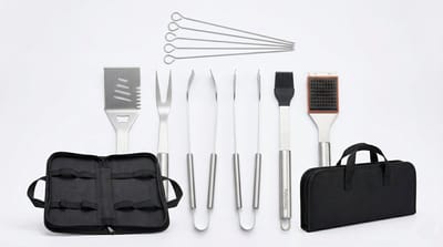 PolkaHome Barbecueset 13-delig - Roestvrijstalen grilaccessoires in handige draagtas