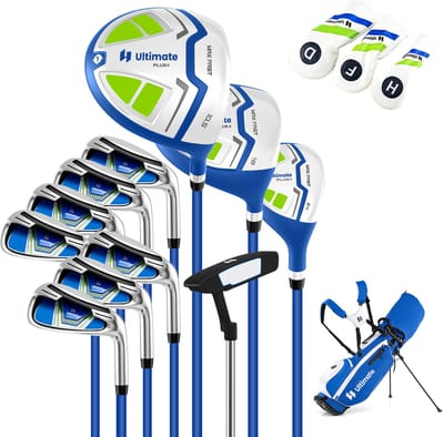 COSTWAY Complete golfclubset voor heren, 9/11-delige set golfclubs rechtshandig met regenhoes, golfset met 1 driver en 3 fairway & 4 hybride & 6/7/8/9/P ijzer & putter