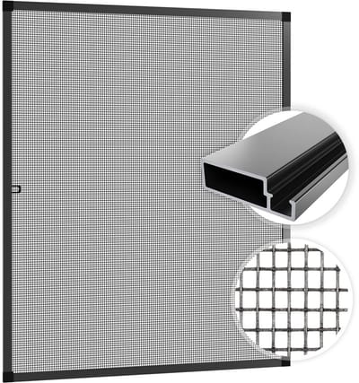 Vliegengaas voor Ramen 120x140 cm Aluminium Frame Antraciet - Insectenhor Zonder Boren