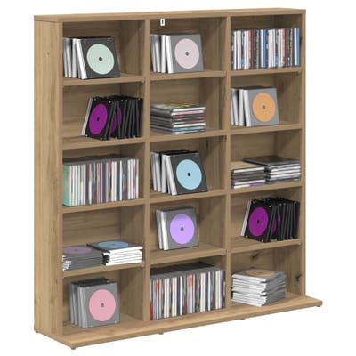 vidaXL - CD - Kast - Artisanaal - eiken - 96 - x - 23,5 - x - 97,5 - cm - Bewerkt - hout