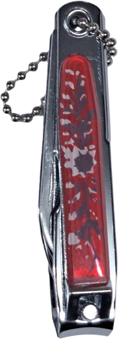 Rojafit - Nagelknipper - Multi Tool - 4 in 1 - Nagelknipper - Flesopener - Zakmes - Nagelvijl - 7 cm.- Red Flowers