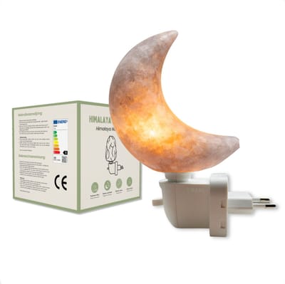 Himalaya Nachtlampje Selene – 1 KG en ca. 14 cm - Zoutlamp - Wandlamp - Echt & Puur Himalayazout