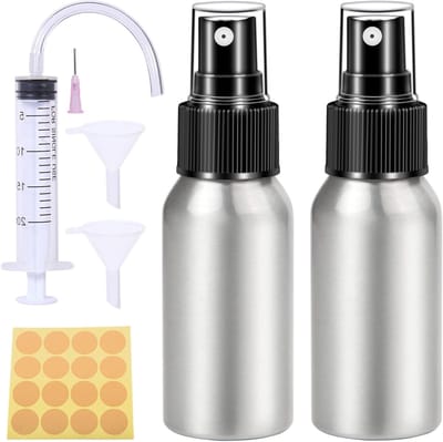 Mini Sprayflessen 50ml Set van 2 - Aluminium Atomizers voor Water, Parfum en Cosmetica - Lege Flessen voor Essentiële Olie en Verstuiven