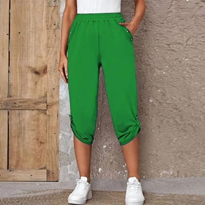 Pantalon Dames Été Nouvelle Mode Confort Loisirs Capri Pantalon Élastique Femmes Joggers Pantalon de Survêtement Basiques XXXL