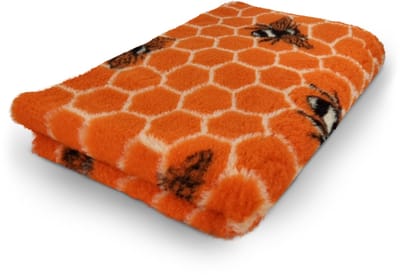Vet Bed Bees Orange - Antislip Hondenmat - 2 Stuks - 75 x 50 cm - Oranje - Waterafstotend - Latex Antislip - Benchmat Hond - Hondendeken - Hondenkleed - Machinewasbaar