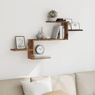 vidaXL - Wandschap - 104x15x49 - cm - bewerkt - hout - oud - houtkleurig