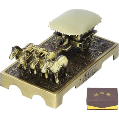 Sculpture de Cheval en Terre Cuite Style Vintage Ornement de Cheval de Voiture en Cuivre pour Décoration Maison Bureau Cadeau black