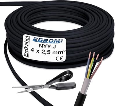 Aardkabel NYY-J 4x2,5 mm² - Krachtstroomkabel - PVC Aardleiding per Meter – Diverse Lengtes Beschikbaar
