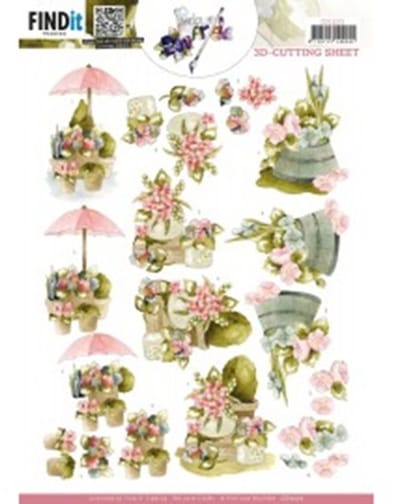3D Cutting Sheet ( knipvel) - Precious Marieke - Flowers in pot 1 stuks