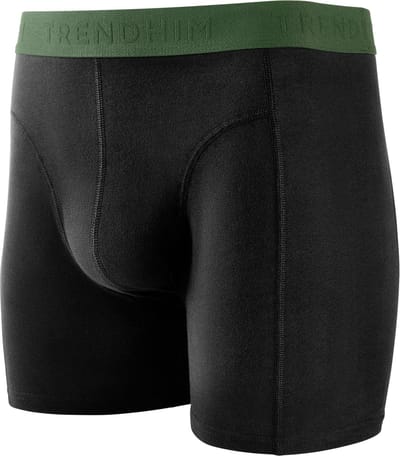 FlexFeel | Zwarte katoenen boxershort met olijfgroene tailleband
