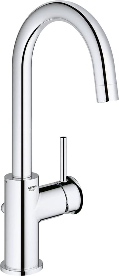 GROHE Start Classic waterbesparende wastafelkraan L-size met afvoerplug met hoge draaibare uitloop chroom