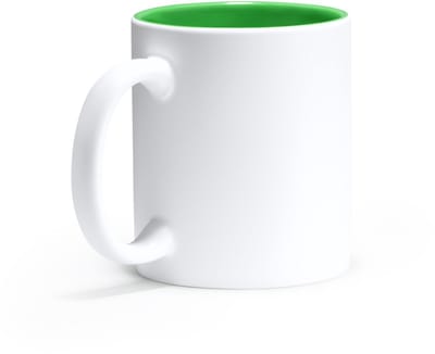 5 stuks multi color mok geschikt voor lasertechniek 350ml buitenzijde wit, Gekleurde binnenzijde Wit - Groen / Merk Stamina model Roibo