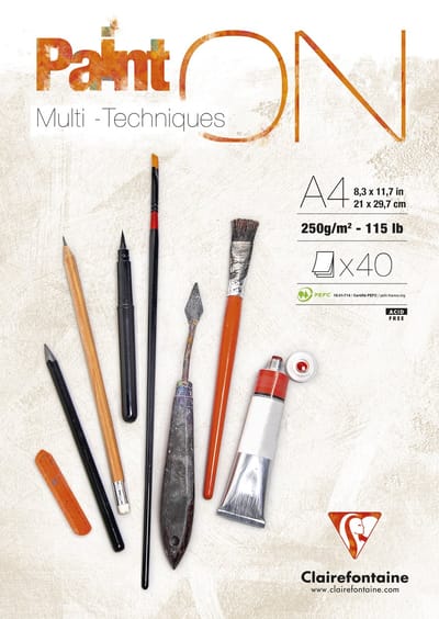 Tekenblok clairefontaine paint on a4 40 vel 250g | 4 stuks