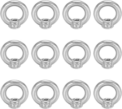Ringen M4 - 12 Stuks RVS Oogbouten en Oognuts voor Touwassemblage en Hefaccessoires, Duurzaam en Roestvrij