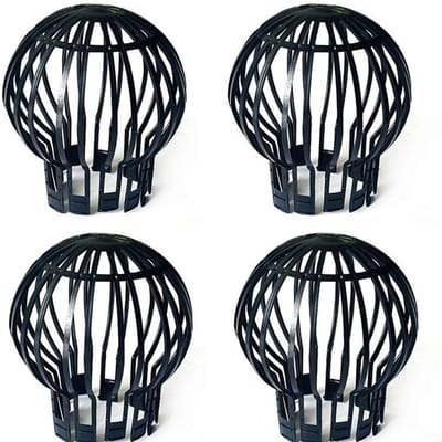 set van 4 - Gootbescherming - 12.45*12.45*14.48cm - dakgootbeschermer - kunststof - Ronde - vloernetafdekking - zwart - Anti Verstopping
