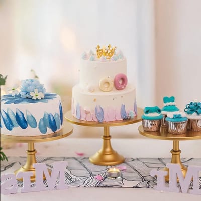 Taartstandaard Set - Dessert Plateau - Feestelijke Presentatie - 3 Delige Set - 20 25 30 cm - Goud