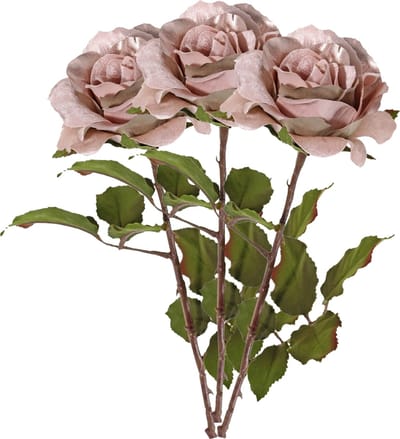 Top Art Kunstbloem roos Glamour - 3x - oud roze - satijn - 61 cm - kunststof steel - decoratie bloemen