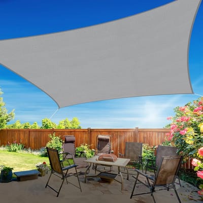 Schaduwdoek - partytent - 2x3 m rechthoek schaduwdoek- Schaduwzeil - UV-beschermend buitenscherm - waterdicht - Stuur verbindingskabel - Geschikt voor buitengebruik op terrassen in de achtertuin op balkons bij carports en in speeltuinen (grijs)