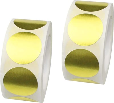 SnelShoppen - 2 Rollen Gouden Rond Zelfklevende Stickers - 1 Inch Glitter Verpakking Seals voor Kaarten, Scrapbook, Wanddecoratie - Milieuvriendelijk