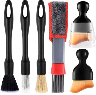 Dailygoods - 6 auto-detailingborstels, auto-reinigingsset, reinigingskwasten, auto-interieurborstelset, zachte stofborstel, auto-reinigingsborstels, stofborstel, autoreiniging voor velgen, auto-interieurborstel