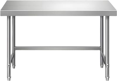 Werktafel RVS - Keukenblad Tafel - Voorbereiding Projecten - Versterkte Bodem - 60x40x80cm - Zilver
