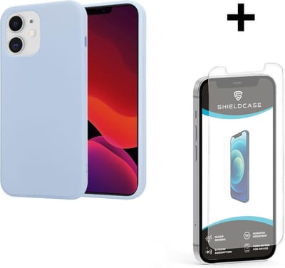 ShieldCase Silicone case geschikt voor Apple iPhone 12 / 12 Pro - 6.1 inch - optimale bescherming - siliconen hoesje - backcover - lichtpaars + glazen Screen Protector