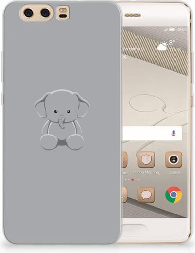 TPU Hoesje voor Huawei P10 Plus Telefoonhoesje met Naam Grijs Baby Olifant