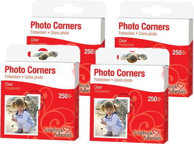 1000x fotohoekjes zelfklevend - transparant - 10 x 10 mm - foto album inplakken/stickers