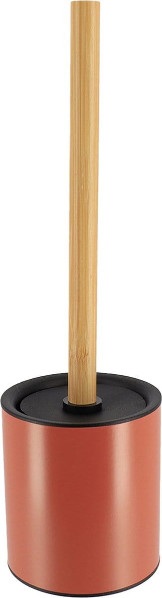 Tendance Badkamer toiletborstel met houder 103 series - terracotta - 10 x 37 cm - metaal/bamboe hout
