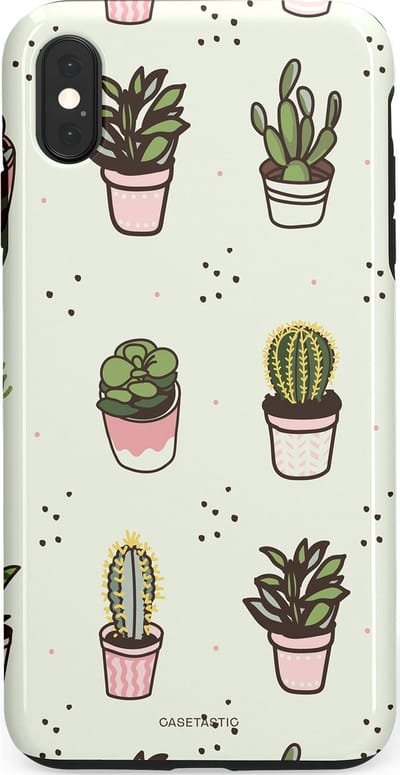 Casetastic Hoesje Geschikt voor Apple iPhone Xs Max - Stijlvolle Beschermende Duo-layer Case - Familie Cactus