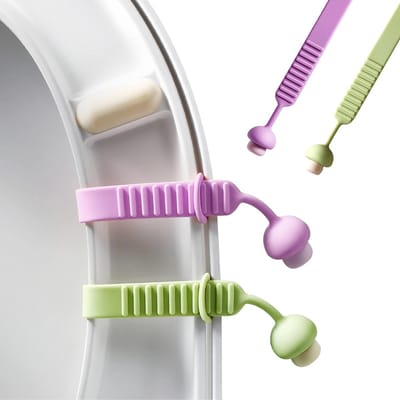 Toiletbrilgreep - gemaakt van siliconen - voorkomt direct contact met de toiletbril - 2 stuks - wasbaar en herbruikbaar - groen en paars