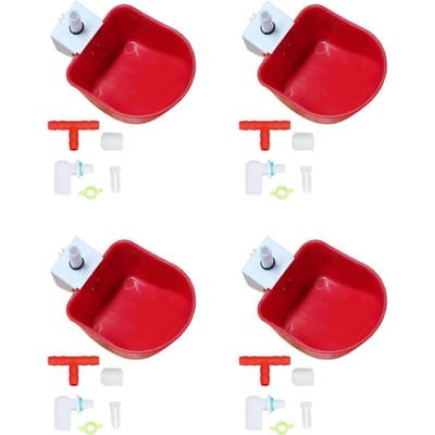 4 Stuks Automatische Pluimvee Drinkbak Plastic Waterbak met Slangaansluiting voor Jachtvogel Universeel Rood red