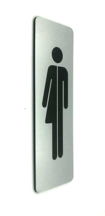 Deurbordje - WC bordje - WC - Toiletbord - Bordje - RVS Look - Pictogram - Genderneutraal Dames Heren - Vrouw - Man - incl. 3M-tape plakstrip - 150 mm x 50 mm x 1,6 mm - 5 Jaar Garantie