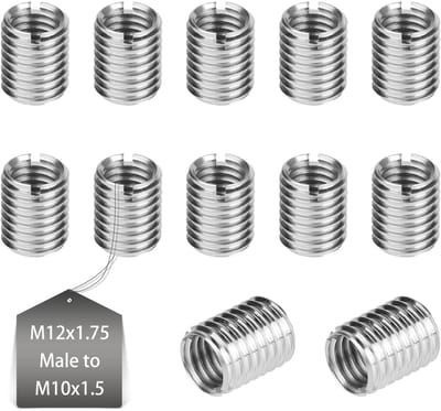 Allecto - Threaded Insert M12 on M10 - Draadadapter - Draadreparatieset - Voor houten meubels - M10 x 1.5 mm - M12 x 1.75 mm