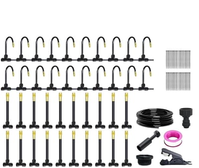 Druppelsysteem Tuin - Irrigatieset Gazon - Automatisch Water Geven - Gereedschapsloos Monteren - 20 Meter Slang - Zwart