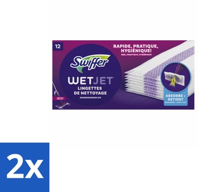 2 x Swiffer - WetJet – Reinigingsdoekjes – Navullingen – 12 doekjes - Absorberende Navuldoekjes - Spraymop Doekjes - Vloer Reinigen - Vuil Opnemen - Vet Opnemen