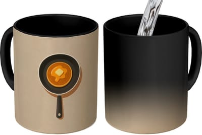 Magische Mok - Foto op Warmte Mokken - Koffiemok - Pannenkoek - Koekenpan - Boter - Minimalistisch - Magic Mok - Beker - 350 ML - Theemok