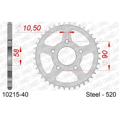 Stalen tandwiel Afam 520 40 dents