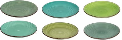 Cookinglife Ontbijtborden / Dessertborden Delice Groen ø 19 cm – Set van 6 – Ideaal voor Ontbijt, Gebak en Kleine Gerechten – Aardewerk met Authentieke Groene Reactive Glaze – Vaatwasser- en Magnetronbestendig – Compact, Stapelbaar en Sfeervol