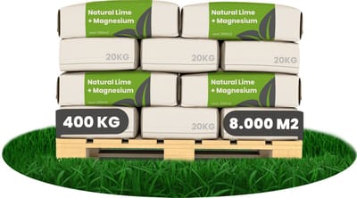 Kalk Korrel meststof verrijkt met magnesium (20x = 400Kg - Voor 8000m2) voor dieper bladgroen (+PH) Speciaal voor gazon, Perken, Moestuin en openbaar groen - Organifer